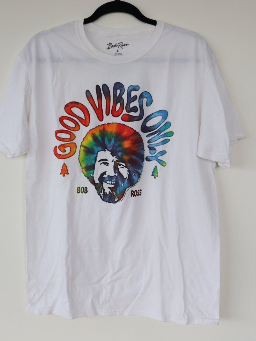 Bob Ross Good Vibes Only T-Shirt, Size Large